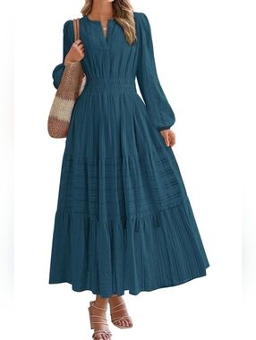 NWT Cotton Tiered Maxi Dress With Pockets, Lined - Sz. L